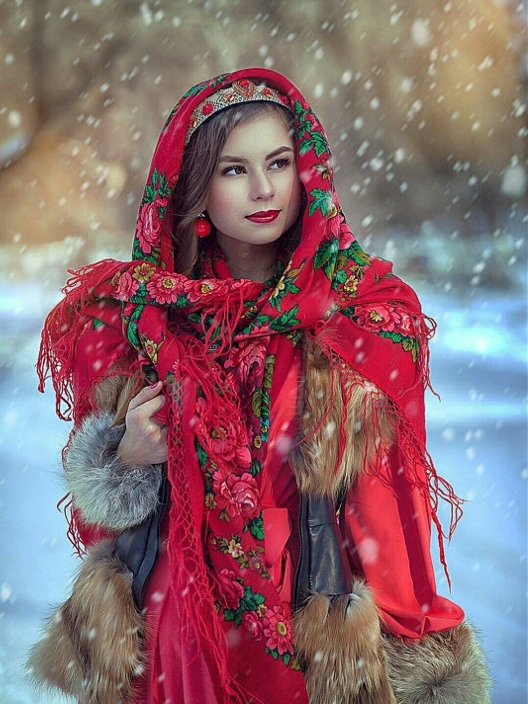 Beautiful girl Women in Slavic costumes in Kampinas