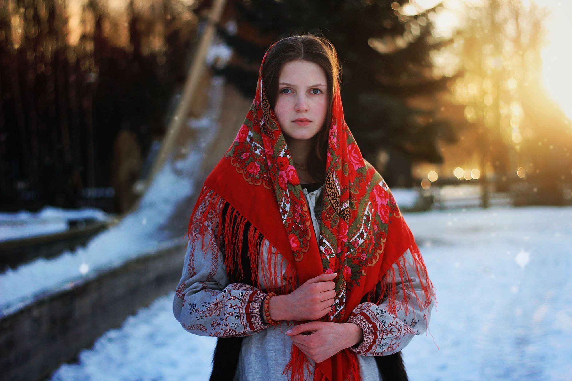 Girls in Slavic costumes in Kampinas